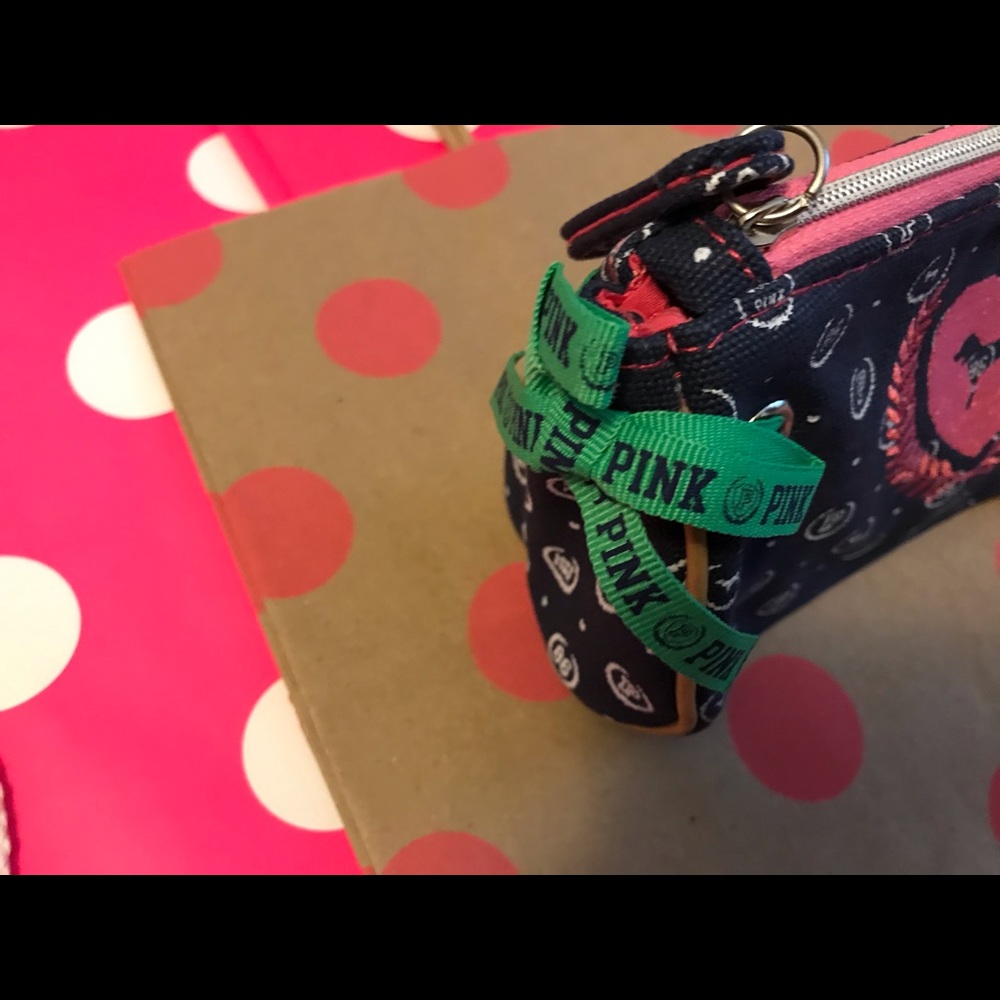NWOT💗VS PINK VINTAGE BLUE MONOGRAM POUCH - Picture 2 of 6